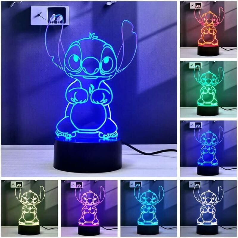 2 in 13D Illusion Animation LED-valo RGB 16 Colors Remote hinta ja tiedot | Lastenhuoneen valaisimet | hobbyhall.fi