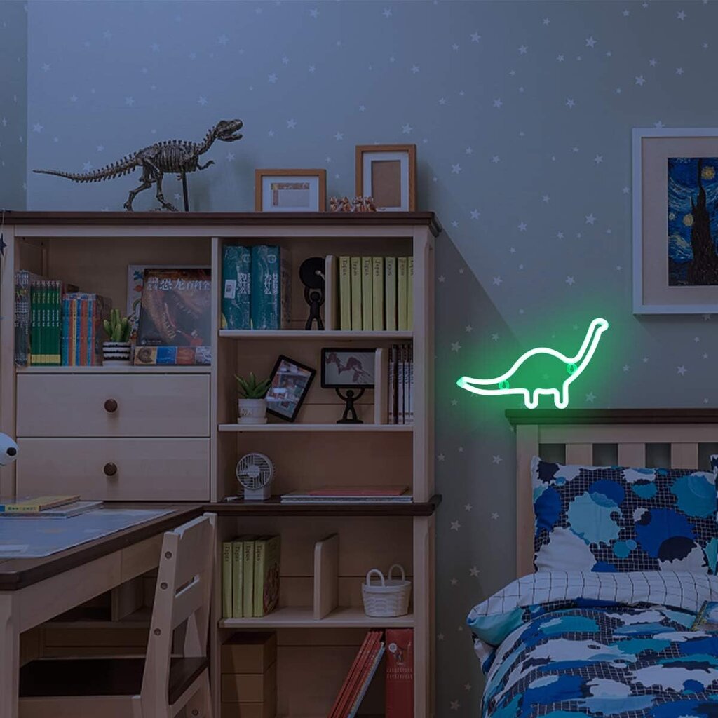 Dinosauruksen neonvihreä LED-valo seinätaide Makuuhuoneen yövalo hinta ja tiedot | Lastenhuoneen valaisimet | hobbyhall.fi