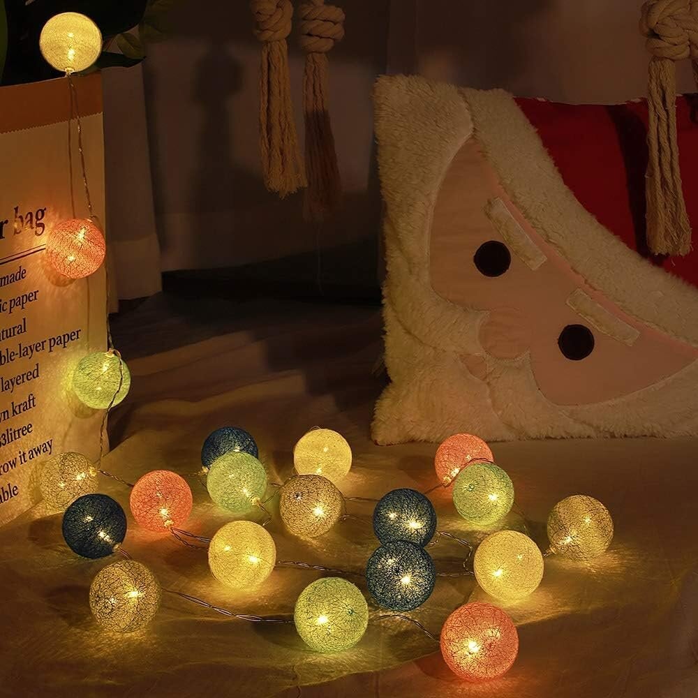 Cotton Ball Light Garland, kodin sisustus joulukoristeita hinta ja tiedot | Jouluvalot | hobbyhall.fi