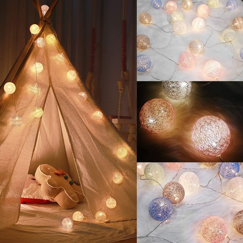 Cotton Ball Light Garland, kodin sisustus joulukoristeita hinta ja tiedot | Jouluvalot | hobbyhall.fi