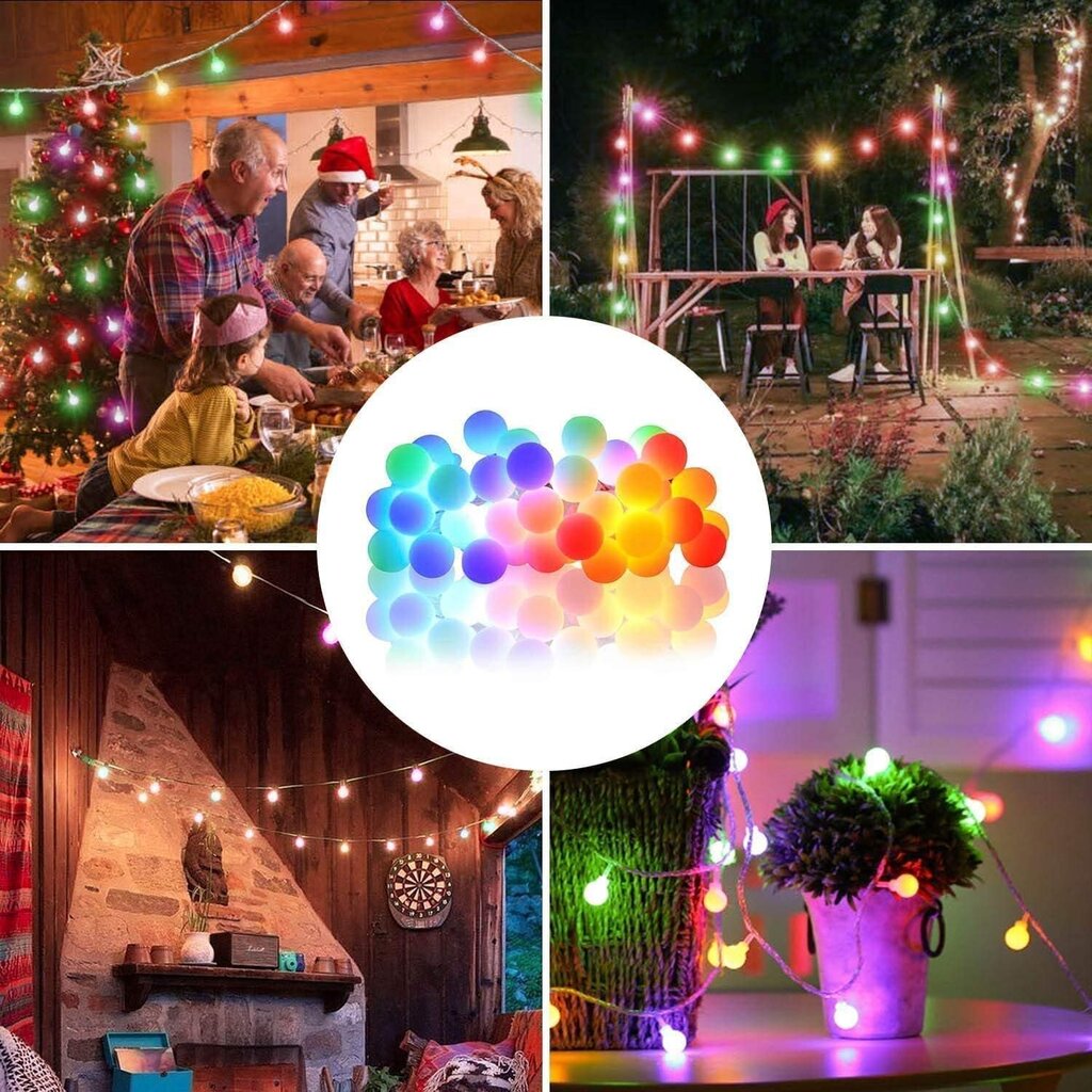 Pallomaiset Fairy Lights, 8 Modes 100 LED Plug Outdoor String hinta ja tiedot | Jouluvalot | hobbyhall.fi