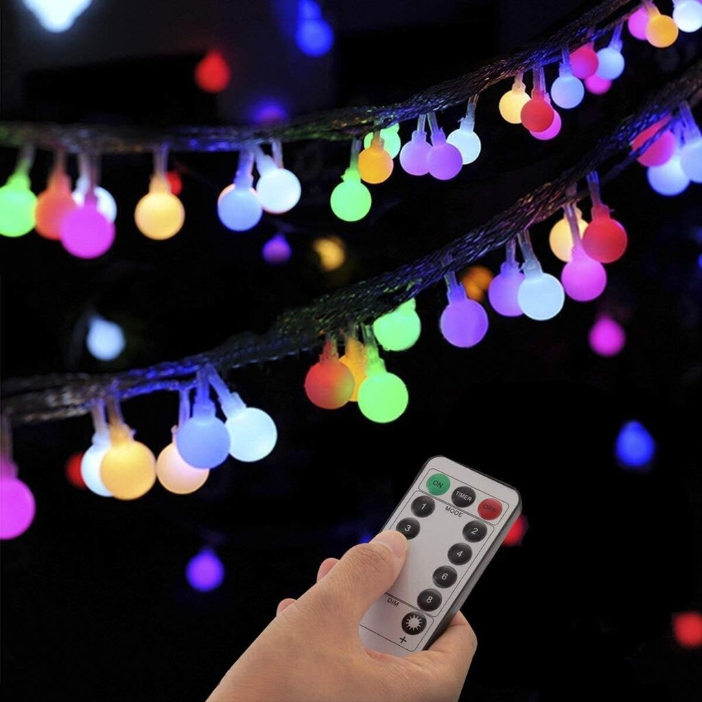 Pallomaiset Fairy Lights, 8 Modes 100 LED Plug Outdoor String hinta ja tiedot | Jouluvalot | hobbyhall.fi