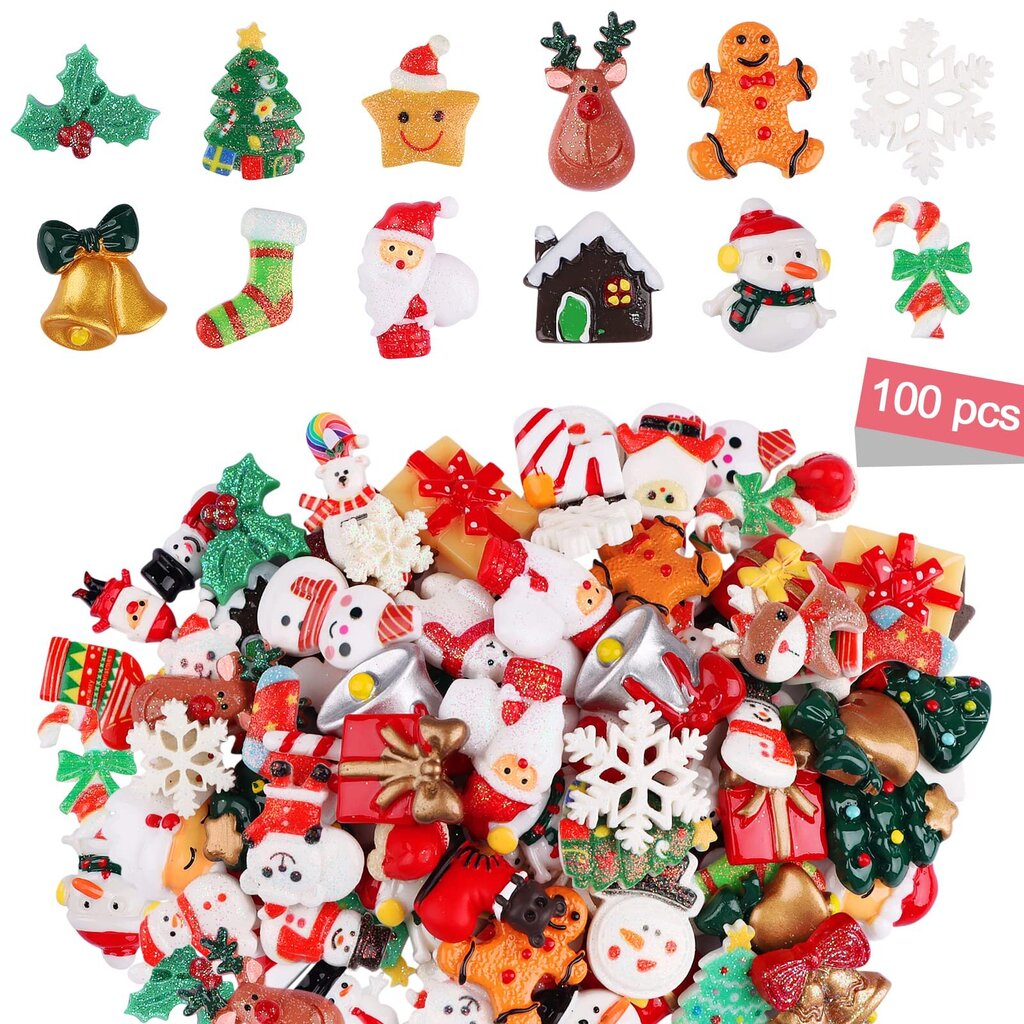 Resin Flatback Xmas Koristeet Joulupukki Lumiukko Tree Bell Resin Charms koristelu hinta ja tiedot | Joulukoristeet | hobbyhall.fi