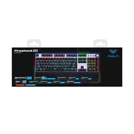 Aula F2058 KRGD mekaaninen avain pelinäppäimistö USB-kaapeli 1,6 m 108 makroavain FI / RUS RGB Led Harmaa hinta ja tiedot | Näppäimistöt | hobbyhall.fi