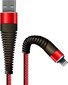 USB-A + Lightning-kaapeli Fusion Fishbone 30W / 3A / 1,5m punainen hinta ja tiedot | Puhelinkaapelit | hobbyhall.fi
