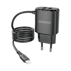Dudao 2x USB-seinälaturi sisäänrakennetulla Lightning 12 W kaapelilla, musta (A2ProL musta) hinta ja tiedot | Dudao Puhelimet, älylaitteet ja kamerat | hobbyhall.fi