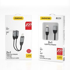 Dudao-kuulokesovitin Lightning-2x Lightning-sovittimeen musiikkia ja latausta varten harmaa (L17i harmaa) hinta ja tiedot | Adapterit | hobbyhall.fi