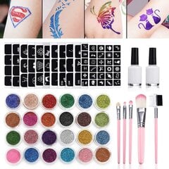 24 st glitter för nageldekoration multifärg，Glitter Tatuering hinta ja tiedot | Meikkisiveltimet ja meikkisienet | hobbyhall.fi