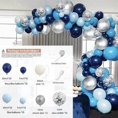 Sininen Balloon Garland 124 Pack Navy Hopea Valkoinen Vaaleansininen hinta ja tiedot | Ilmapallot | hobbyhall.fi