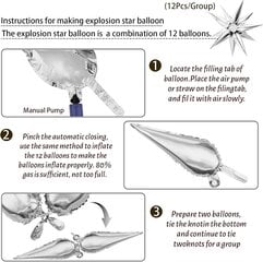 12 Point Star -ilmapallot - 50 kpl Explosion Star -kalvoilmapalloja hinta ja tiedot | Ilmapallot | hobbyhall.fi