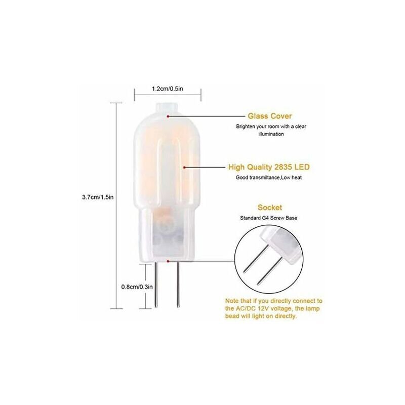 Pakkaa 15 W vastaavat halogeenipolttimot, 2 W LED-polttimot, AC/DC 12V 130LM hinta ja tiedot | Polttimot | hobbyhall.fi