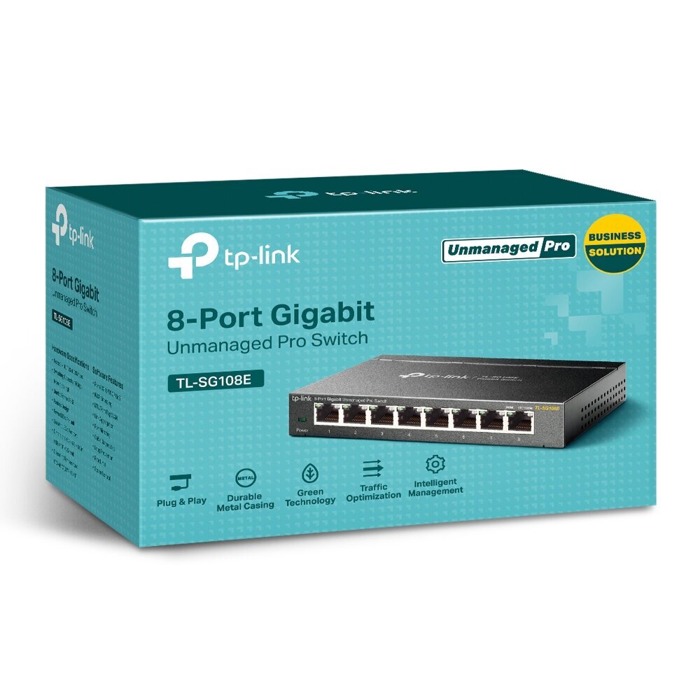 8-porttinen gigabit Ethernet kytkin, musta, TP-Link hinta ja tiedot | Reitittimet ja modeemit | hobbyhall.fi