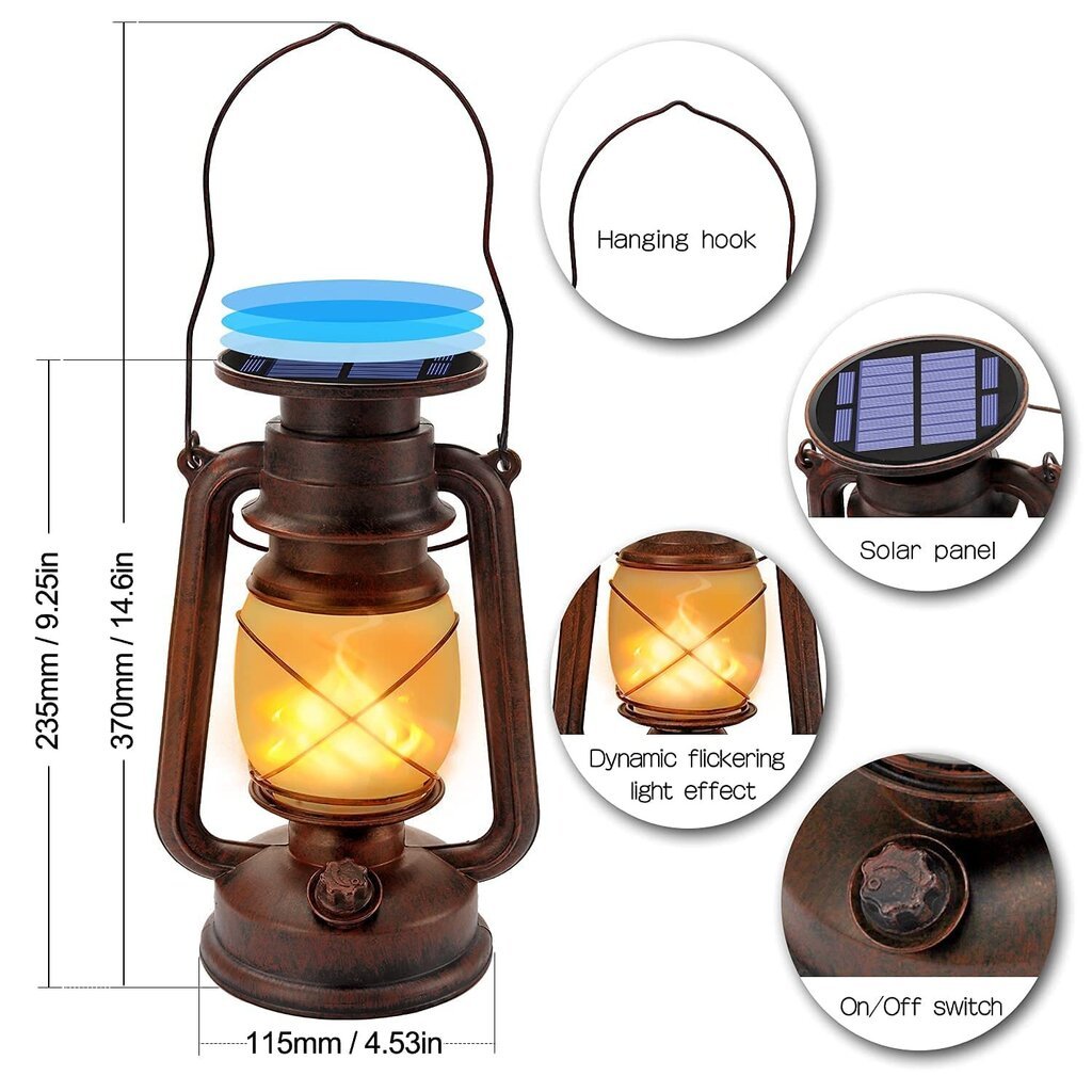 Aurinkolyhdyt Outdoor LED Lyhty Hurricane Lyhty liekillä hinta ja tiedot | Retkilamput | hobbyhall.fi