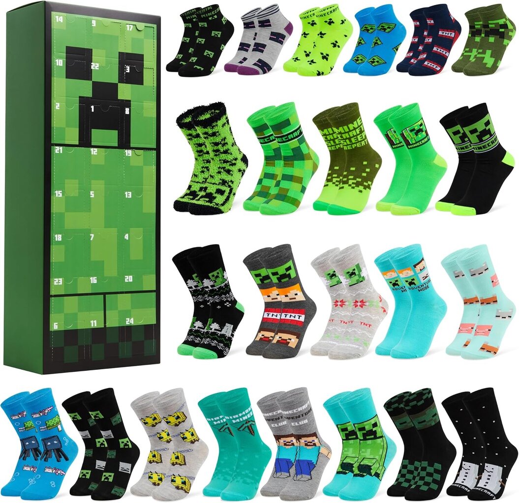 Minecraft Socks Advent Calendar 2024 36-38 hinta ja tiedot | Pelien oheistuotteet | hobbyhall.fi