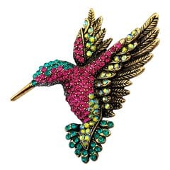 Antiikkisävyinen Hummingbird Monivärinen itävaltalainen Crystal Pin rintaneula hinta ja tiedot | Rintakorut | hobbyhall.fi