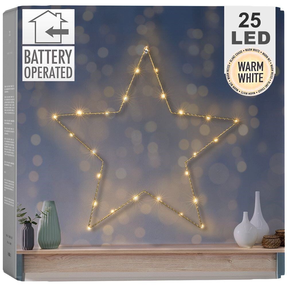 Valaiseva metallinen joulutähti 25 LED, kultainen, 45 cm hinta ja tiedot | Akvaariokasvit ja akvaariokoristeet | hobbyhall.fi