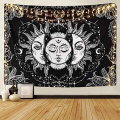 Tarot Tapestry Sun ja Moon Psykedeelinen Tapestry Black Celestial hinta ja tiedot | Kuorikatteet ja koristekivet | hobbyhall.fi