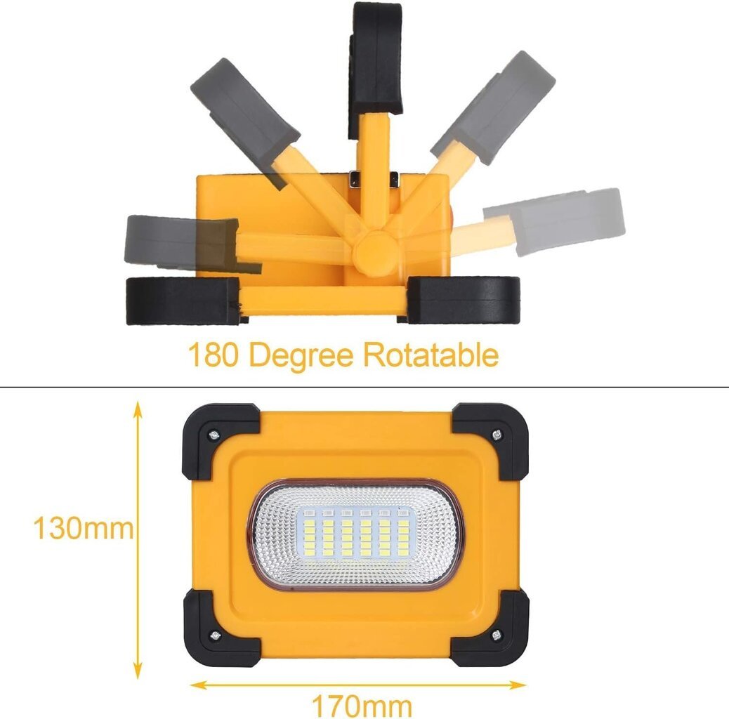 Ladattava LED-valonheitin 60W 3000 lumenia Rakennustyöt hinta ja tiedot | Matkalaukut ja matkakassit | hobbyhall.fi