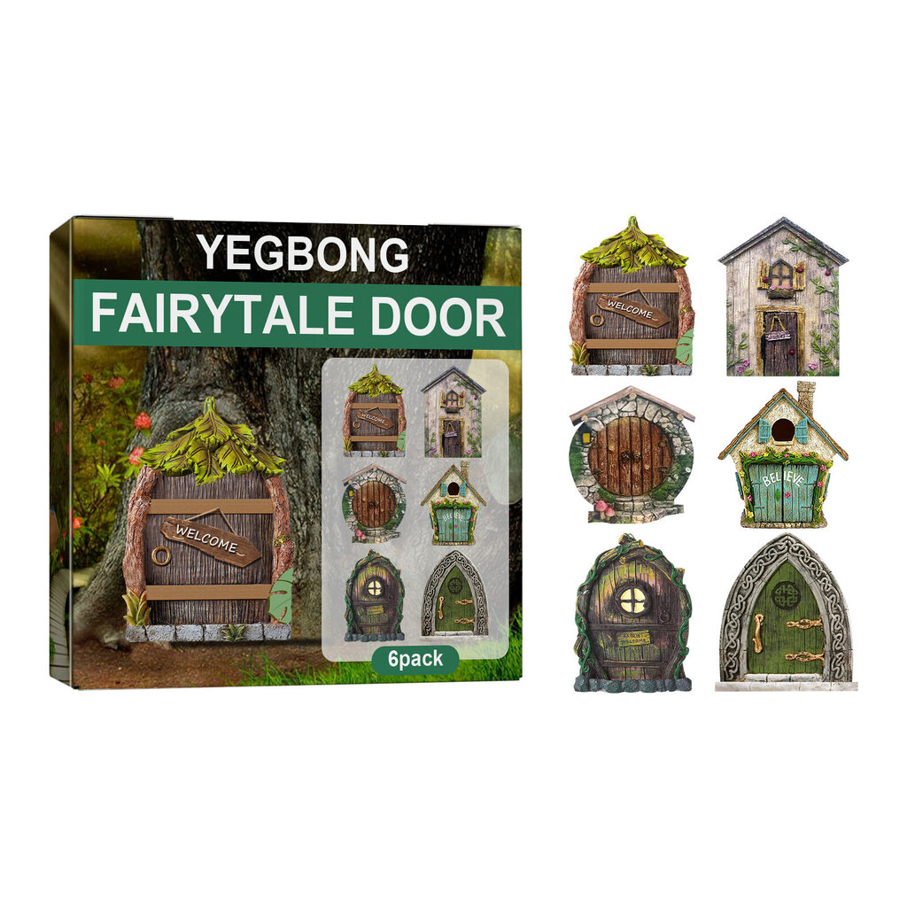 Fairy Door Set med 6 Miniature Gnome Door Set Pixie Miniature hinta ja tiedot | Lasten huonekalusarjat | hobbyhall.fi