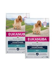 Eukanuba aikuisille cockerspanieleille kanan kanssa, 15 kg, 2x7,5 kg hinta ja tiedot | Koiran kuivaruoka | hobbyhall.fi