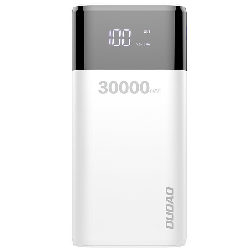 Dudao Power Bank 4x USB 30000mAh LCD 4A valkoinen (K8Max valkoinen) hinta ja tiedot | Varavirtalähteet | hobbyhall.fi