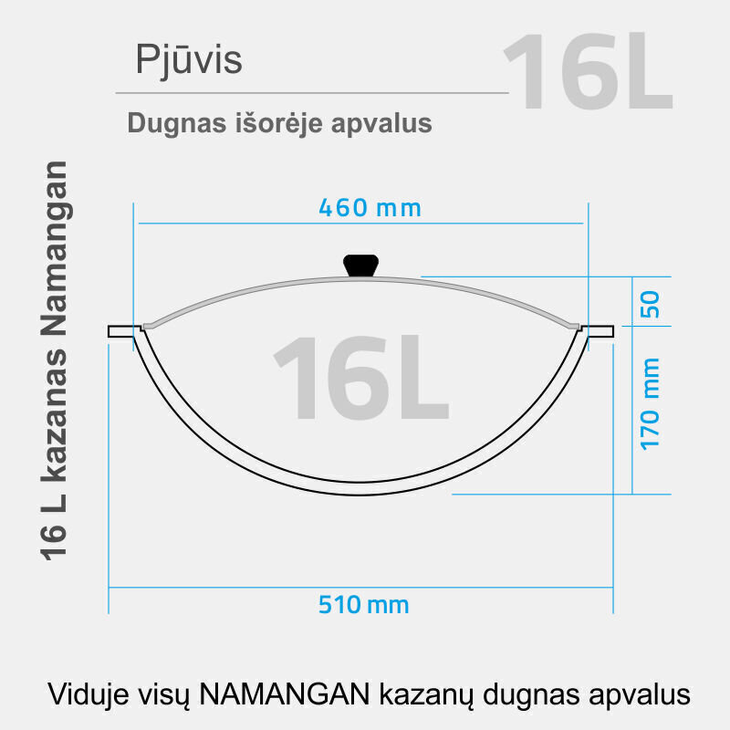 Kiillotettu, palanut Uzbekistanin kattila, 16 l hinta ja tiedot | Kattilat ja painekattilat | hobbyhall.fi