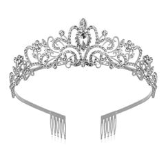 Naisten hopeakristalli Tiara Crown Naisten prinsessan tyylikäs kruunu hinta ja tiedot | Korusetit | hobbyhall.fi