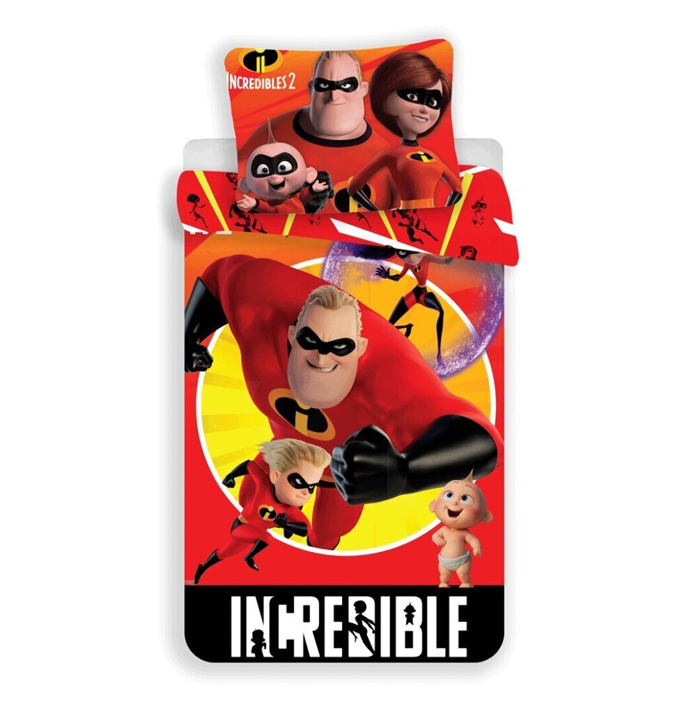 Incredibles -pussilakanasetti, 140 x 200 cm + 1 tyynyliina 70 x 90 cm hinta ja tiedot | Vuodevaatteet lapsille | hobbyhall.fi