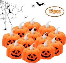 Pumpkin Tealight kynttilät, 12 kpl paristokäyttöiset liekettömät hinta ja tiedot | Kynttilät ja kynttilänjalat | hobbyhall.fi