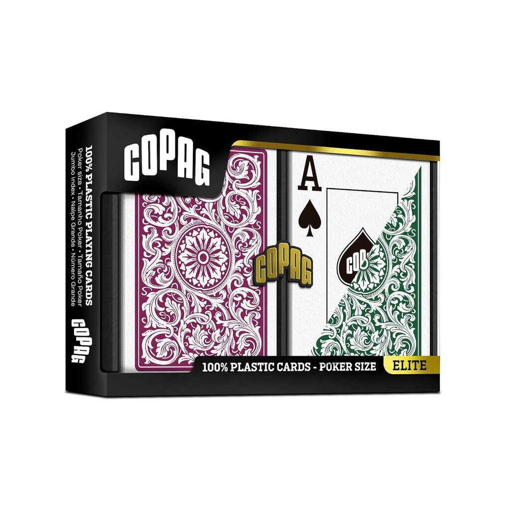 Copag 1546 Elite Poker Size Jumbo Index -pelikortit Double Deck (Burgundy ja Green) hinta ja tiedot | Lautapelit ja älypelit | hobbyhall.fi