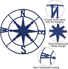 Antiikkinen metallikompassi seinäsisustus, merihenkinen makuuhuone, olohuone hinta ja tiedot | Kompassit | hobbyhall.fi