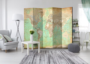 Sermi - Turquoise World Map [Room Dividers] hinta ja tiedot | Sermit ja tilanjakajat | hobbyhall.fi