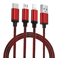 Remax Agile 3in1 RC-131th Nylon Braided USB - micro USB / Lightning / USB-C Kaapeli 2.8A, 1 m. hinta ja tiedot | Proda Matkapuhelimet ja tarvikkeet | hobbyhall.fi