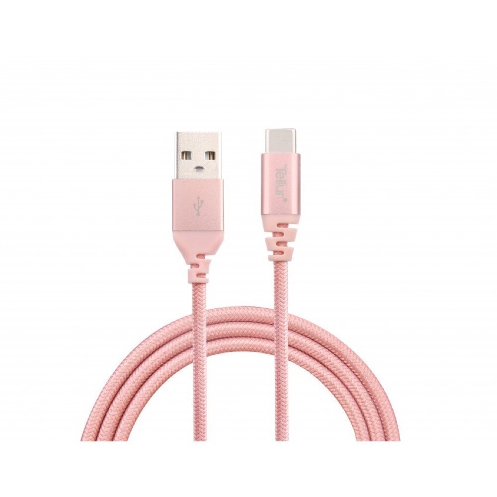 Kaapeli Tellur USB / Type-C, 1m, vaaleanpunainen / kultainen hinta ja tiedot | Puhelinkaapelit | hobbyhall.fi