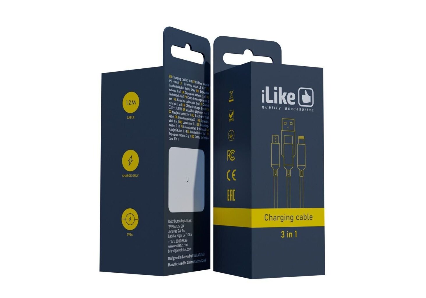 ILike Charging Cable 3 in 1 CCI02, USB, 1.2 m hinta ja tiedot | Puhelinkaapelit | hobbyhall.fi