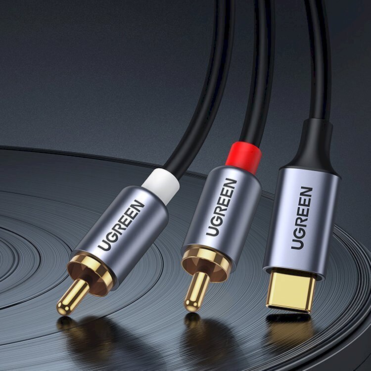 Ugreen USB Type C (uros) - 2RCA (uros) äänikaapeli, 1,5 m, harmaa (20193 CM451) hinta ja tiedot | Puhelinkaapelit | hobbyhall.fi