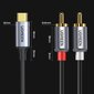 Ugreen USB Type C (uros) - 2RCA (uros) äänikaapeli, 1,5 m, harmaa (20193 CM451) hinta ja tiedot | Puhelinkaapelit | hobbyhall.fi