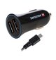 Swissten Premium Autolaturi 12 / 24V / 1A + 2.1A ja Micro USB -kaapeli 150 cm musta hinta ja tiedot | Puhelimen laturit | hobbyhall.fi