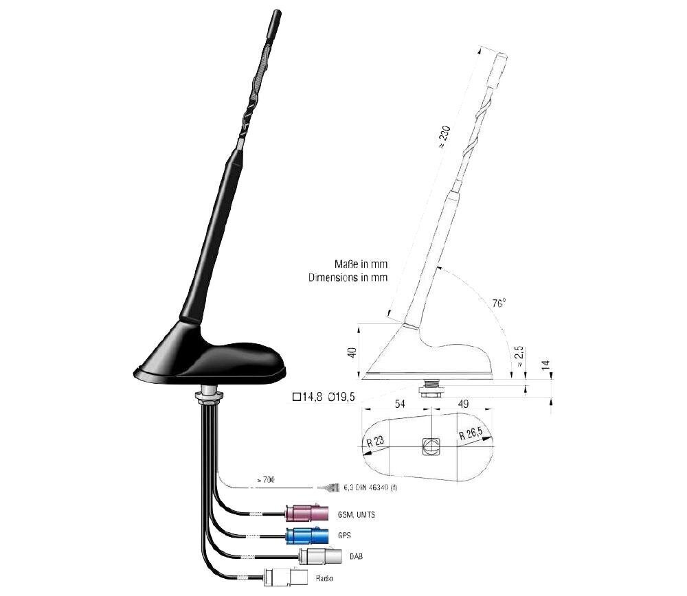 Blaupunkt kattoantenni DAB-A-GSM-GPS-a hinta ja tiedot | Autoantennit | hobbyhall.fi