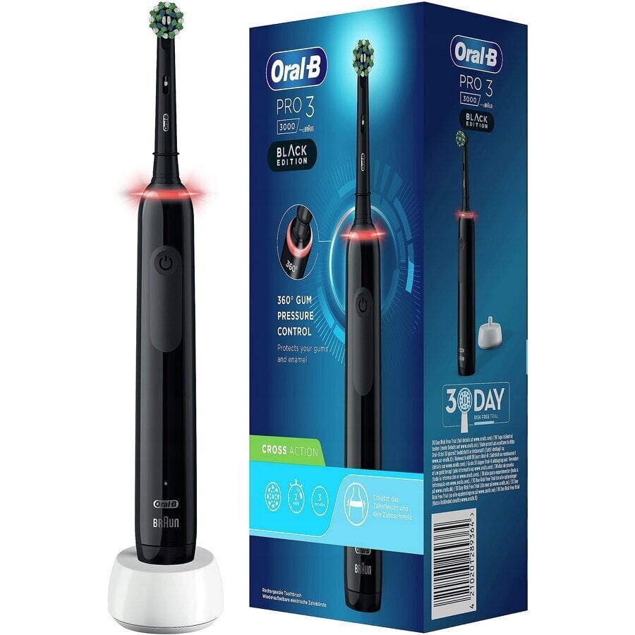 Oral-B Pro 3 3000 Cross Action -hammasharja Musta hinta ja tiedot | Sähköhammasharjat | hobbyhall.fi