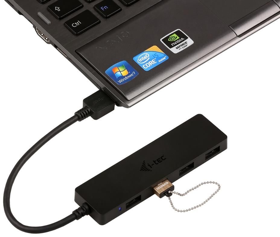 Muistitikku i-tec USB 3.0 SLIM, 4 x USB, musta hinta ja tiedot | Adapterit | hobbyhall.fi