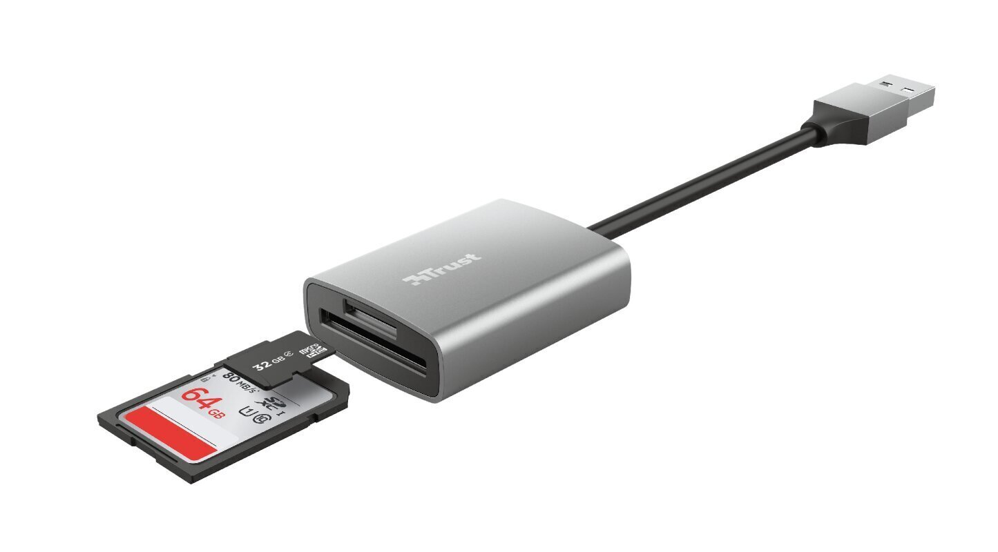 Muistikortinlukija Trust Dalyx USB-A / SD / microSD, 8 cm hinta ja tiedot | Adapterit | hobbyhall.fi