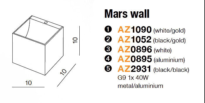 Seinävalaisin Azzardo Mars Silver hinta ja tiedot | Seinävalaisimet | hobbyhall.fi