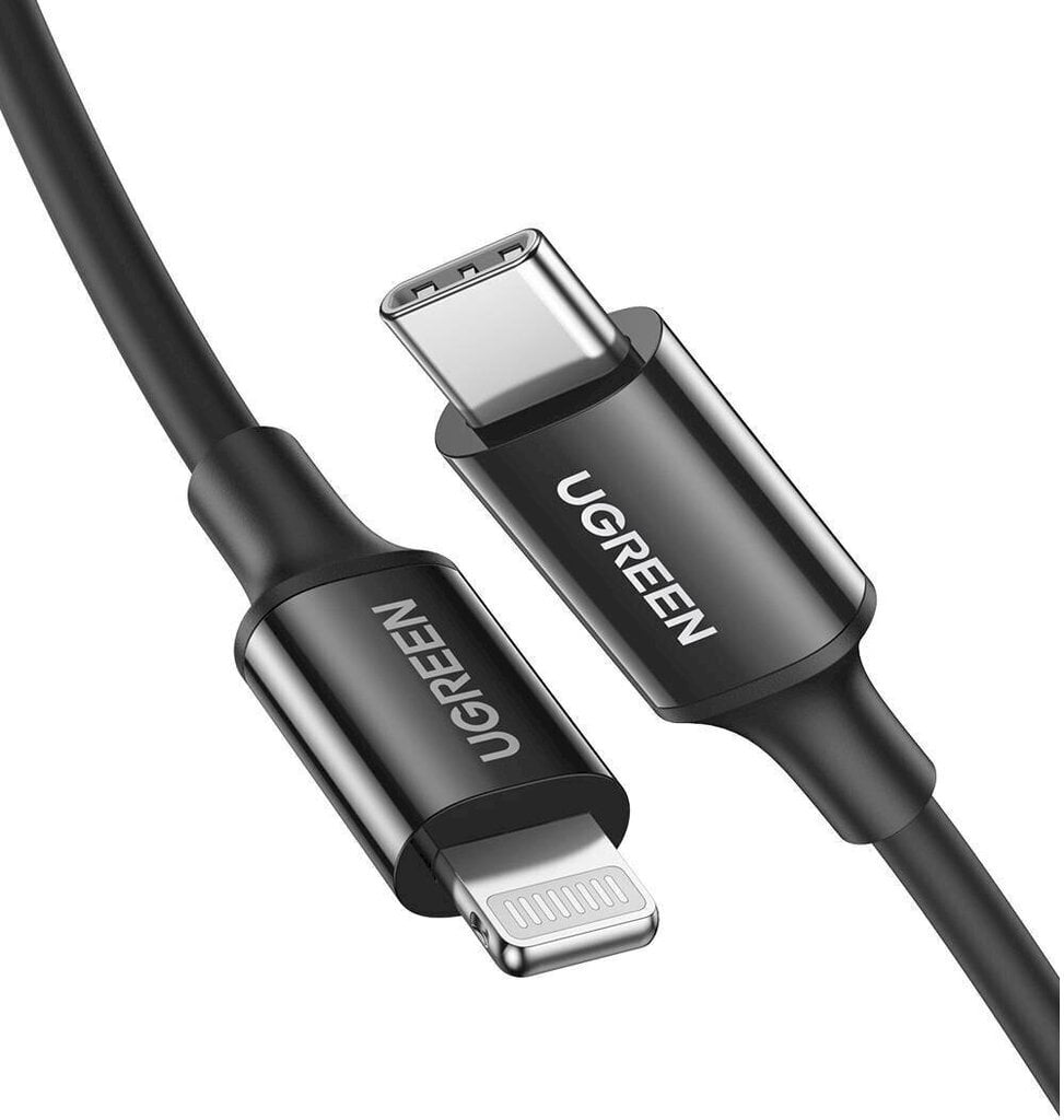 UGREEN US171 USB-C - Lightning-salamakaapeli, 36 W, 1 m (musta) hinta ja tiedot | Puhelinkaapelit | hobbyhall.fi