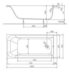 Kylpyamme REKORD BT 150x70, jaloilla hinta ja tiedot | Kylpyammeet | hobbyhall.fi