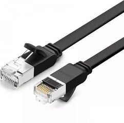 Ugreen litteä Ethernet-patchcord-kaapeli RJ45 Cat 6 UTP 1000 Mbps 1 m musta (NW101 50184). hinta ja tiedot | Kaapelit ja adapterit | hobbyhall.fi