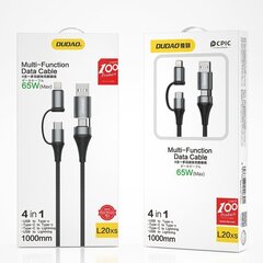 Dudao 4in1 Micro USB - Lightning / USB Type C - USB-monitoimidatakaapeli Virtajohto 65W 1m harmaa hinta ja tiedot | Dudao Matkapuhelimet ja tarvikkeet | hobbyhall.fi