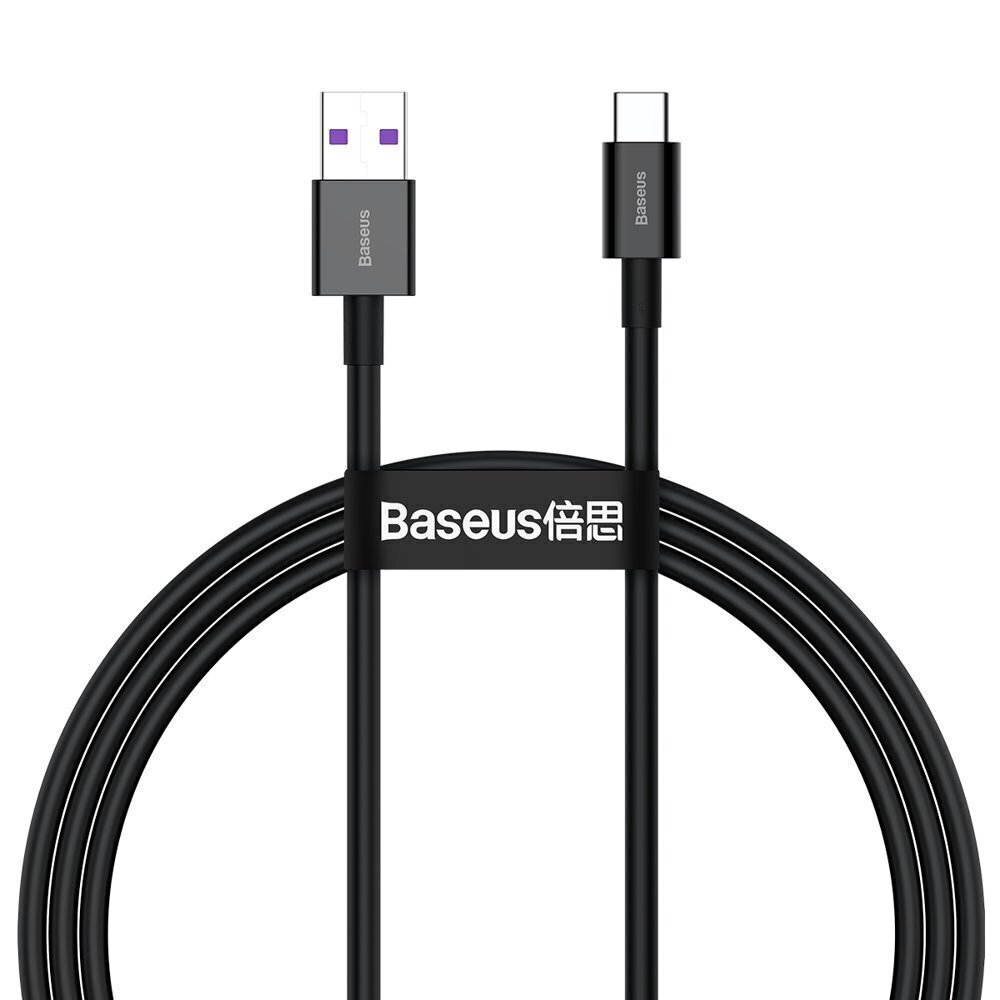 Baseus Superior USB - USB Typ C -pikalatausdatakaapeli 66 W (11 V / 6 A) Huawei SuperCharge SCP 1 m musta (CATYS-01) hinta ja tiedot | Puhelinkaapelit | hobbyhall.fi