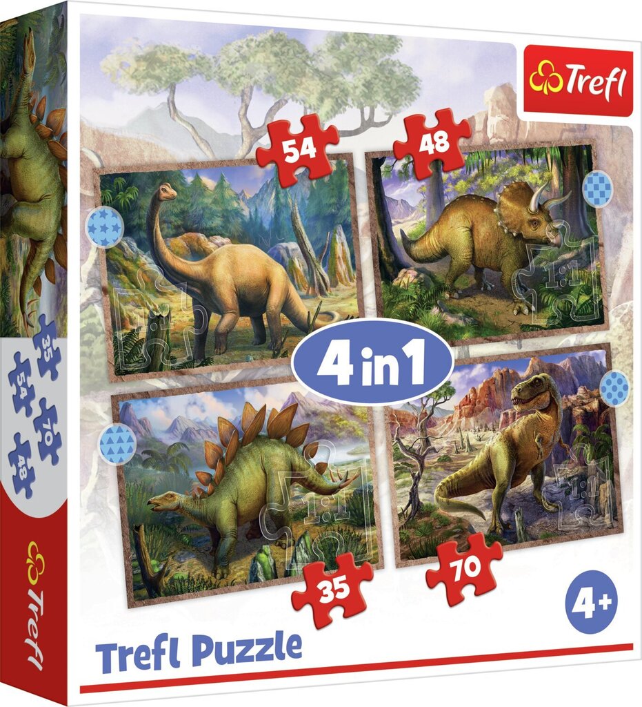 TREFL Palapelisetti 4 in 1 Dinosaurukset hinta ja tiedot | Palapelit | hobbyhall.fi