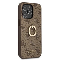 GUHCP13L4GMRBR Guess PU 4G iPhone 13 Pro kotelo sormuspidikkeellä, ruskea hinta ja tiedot | Guess Puhelimet, älylaitteet ja kamerat | hobbyhall.fi